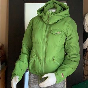 Hollister puffy Hoodie jacket feather filling sz m